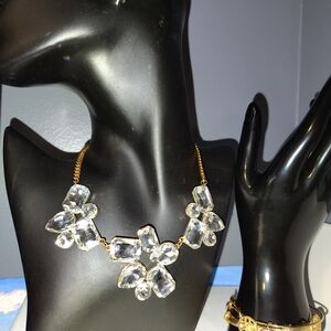 Elegant Gold and Silver Necklace And Bracelet Set